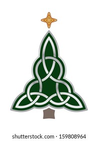 Decorative Celtic Christmas tree on white background