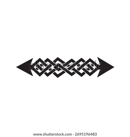 Decorative Celtic Knot Arrow Vector Illustration Silhouette Divider for Text and Border Design
