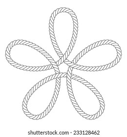 Decorative Celtic Shape of a laced rope with five loops isolated on white background.