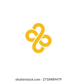 Vector decorativo de nudo de estilo celta para la identidad de marca y patrones textiles con líneas y curvas geométricas amarillas