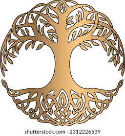 Decorativo Árbol Celta de Vector de Vida, la madera redonda de patrón ornamento es adecuada para el corte láser de metal y madera.