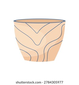 Decorative ceramic flower pot vector illustration isolated on white background, modern plant container with abstract pattern in flat cartoon style design