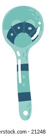 Decorative ceramic spoon. Big dining tool in cute cartoon style