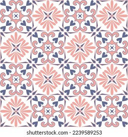 mosaico cerámico de cerámica decorativa de forma cuadrada, color pastel rosa lila púrpura y estampado árabe