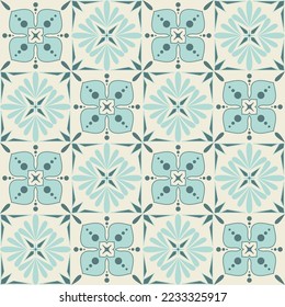 Forma cuadrada de azulejos cerámicos decorativos, ilustración vectorial de color de menta azul de moda