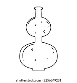 Decorative ceramic vase in hand drawn doodle style. Isolated vector illustration.