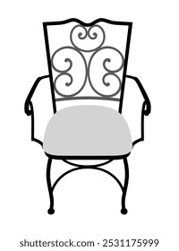 Decorative chair silhouette vector illustration. Front view.