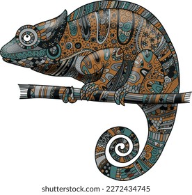 Decorative chameleon. Vector file for designs.