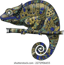 Decorative chameleon. Vector file for designs.