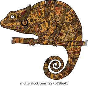 Decorative chameleon. Vector file for designs.