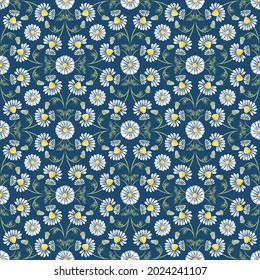 Decorative chamomile seamless pattern design