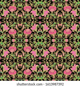 Decorative chaotic abstract floral pattern