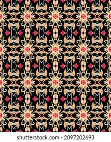 Decorative chaotic abstract orange red floral pattern