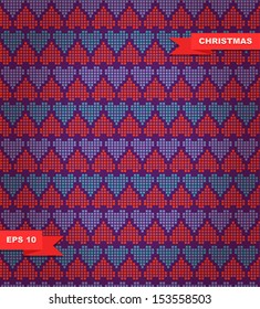 Decorative checkered colorful pattern with hearts. Checkered seamless textile background. Romantic love design template