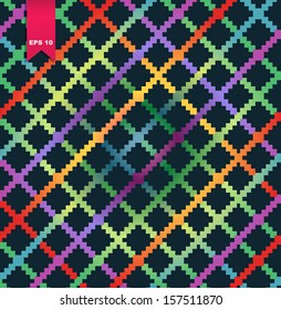 Decorative checkered multicolor pattern. Rainbow seamless background
