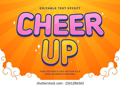 decorative cheer up editable text effect vector design