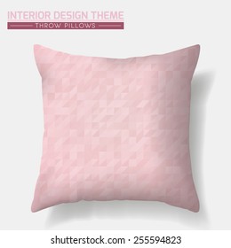 Decorative cheerful cushion. Throw Pillow design template. Rose tones mosaic pattern is complete, masked. Interior design element. Creative Sofa Toss Pillow. Vector design is layered, editable. 