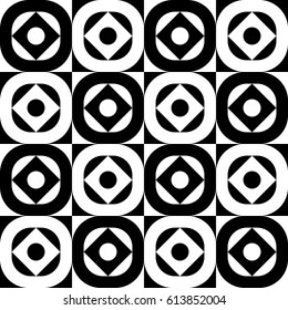 Decorative chess ornament. Black and white geometric pattern. Decorative tribal ornament.  Geometric background