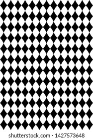 Decorative chess rhombus. Black & White grid pattern. Abstract paneling pattern. Vector seamless background. Interior wall panel. - Vector