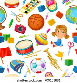 Decorative children toys set. isolated vector illustration.