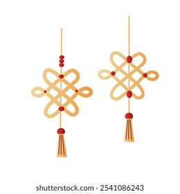 Nós chineses decorativos com borlas e miçangas para celebrações festivas.