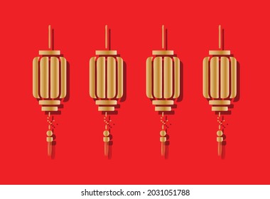 Decorative chinese  lantern exclusive isolated on  red background