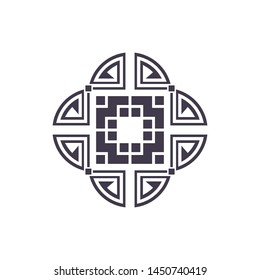 Decorative Chinese round ornament. Circle frame. Vector.
