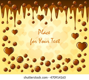 Decorative chocolate frame with room for your own text. Imitating chocolate vector illustration on yellow background. 