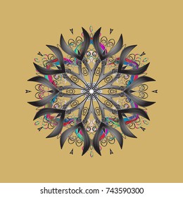 Decorative christmas background with bokeh beige, gray and neutrals and snowflakes. Vector illustration.