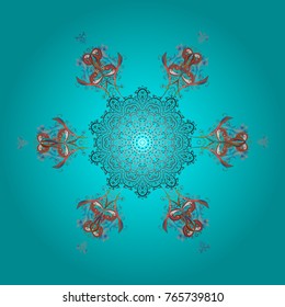 Decorative christmas background with bokeh blue, gray and pinks and snowflakes. Vector illustration.