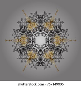 Decorative christmas background with bokeh gray, brown and beiges and snowflakes. Vector illustration.
