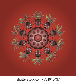 Decorative christmas background with bokeh orange, gray and neutrals and snowflakes. Vector illustration.
