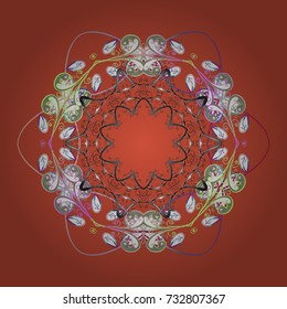 Decorative christmas background with bokeh orange, neutral and whites and snowflakes. Vector illustration.