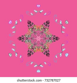 Decorative christmas background with bokeh pink, gray and whites and snowflakes. Vector illustration.