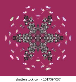 Decorative christmas background with bokeh purple, gray and whites and snowflakes. Vector illustration.