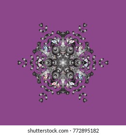 Decorative christmas background with bokeh purple, gray and neutrals and snowflakes. Vector illustration.