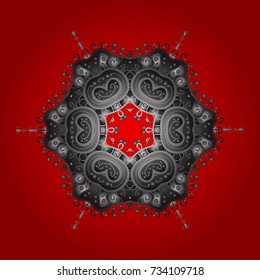 Decorative christmas background with bokeh red, gray and browns and snowflakes. Vector illustration.