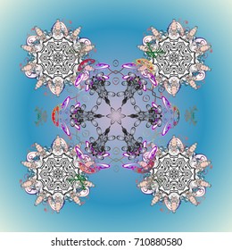 Decorative christmas background with bokeh s and snowflakes. Vector illustration.