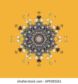 Decorative christmas background with bokeh and snowflakes. Vector illustration.