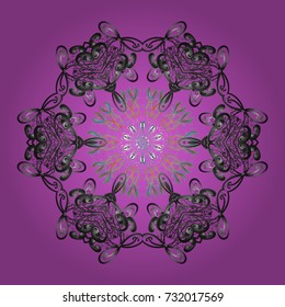Decorative christmas background with bokeh violet, gray and browns and snowflakes. Vector illustration.