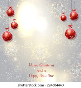Decorative Christmas background with hanging baubles