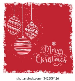Decorative Christmas background with hanging baubles