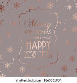 Dekorativer Weihnachtshintergrund mit Schneeflocken-Design auf Rosengolz
