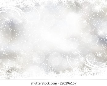 Fondo de Navidad decorativo con diseño de copos de nieve y luces de bokeo