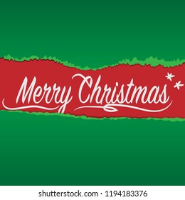 Decorative Christmas background with torn paper using as card, vector illustration