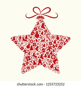 Decorative Christmas ball with icon. Vector.