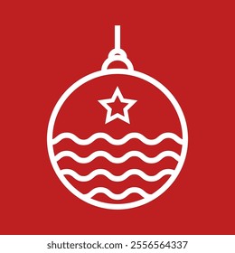 Decorative Christmas Ball Line Art Icon Vector Sixth Style Version. Christmas Ornament for Greeting Card, Flyer, Banner, Website, Sale Event, Etc. High Quality Vector Icon