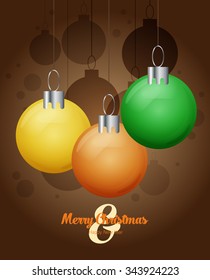 decorative Christmas balls, vector Christmas card