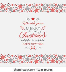 Decorative Christmas banner with decorations in retro style. Vector.