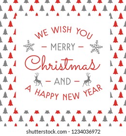 Decorative Christmas banner with decorations in retro style. Vector.
